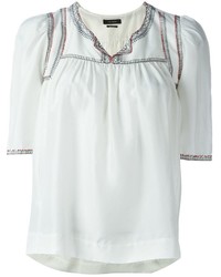 weiße bestickte Seide Bluse von Isabel Marant