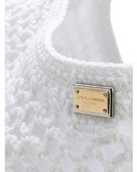weiße bestickte Shopper Tasche aus Häkel von Dolce & Gabbana