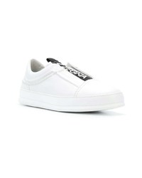 weiße bestickte Slip-On Sneakers aus Leder von Z Zegna