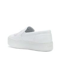 weiße bestickte Slip-On Sneakers aus Leder von Kenzo