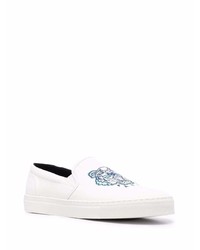 weiße bestickte Slip-On Sneakers von Kenzo