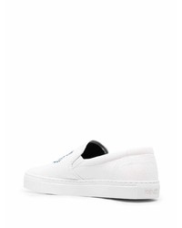 weiße bestickte Slip-On Sneakers von Kenzo