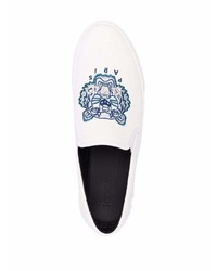 weiße bestickte Slip-On Sneakers von Kenzo