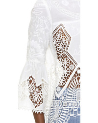 weiße bestickte Spitze Bluse von Anna Sui