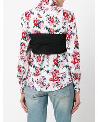 weiße Bluse mit Knöpfen mit Blumenmuster von MSGM