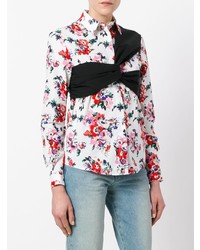 weiße Bluse mit Knöpfen mit Blumenmuster von MSGM