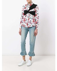 weiße Bluse mit Knöpfen mit Blumenmuster von MSGM