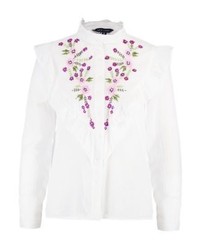 weiße Bluse mit Knöpfen mit Blumenmuster von New Look