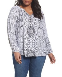 weiße Bluse mit Paisley-Muster