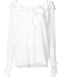 weiße Bluse mit Rüschen von Alberta Ferretti