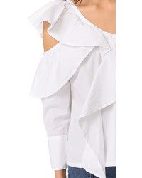 weiße Bluse mit Rüschen von Clu