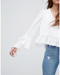 weiße Bluse mit Rüschen von Asos