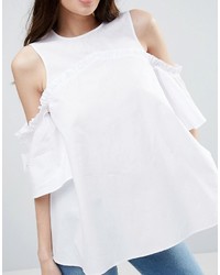 weiße Bluse mit Rüschen von Asos