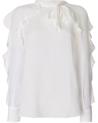 weiße Bluse mit Rüschen von See by Chloe
