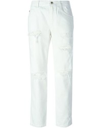 weiße Boyfriend Jeans mit Destroyed-Effekten von Ermanno Scervino