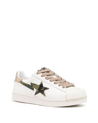 weiße Camouflage Leder niedrige Sneakers von A Bathing Ape