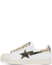 weiße Camouflage Leder niedrige Sneakers von BAPE