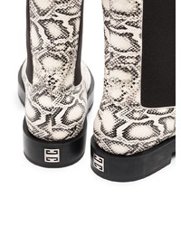 weiße Chelsea Boots aus Leder mit Schlangenmuster von Givenchy