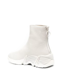 weiße Chelsea Boots aus Leder von Raf Simons