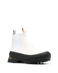 weiße Chelsea Boots aus Leder von Jil Sander