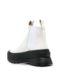 weiße Chelsea Boots aus Leder von Jil Sander