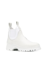 weiße Chelsea Boots aus Leder von Prada