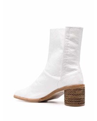 weiße Chelsea Boots aus Leder von Maison Margiela