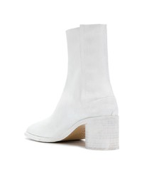 weiße Chelsea Boots aus Leder von Maison Margiela