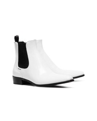 weiße Chelsea Boots aus Leder von Prada