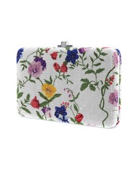 weiße Clutch mit Blumenmuster von Judith Leiber Couture