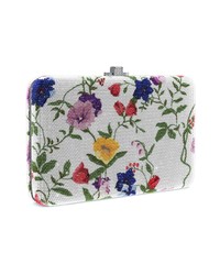 weiße Clutch mit Blumenmuster von Judith Leiber Couture