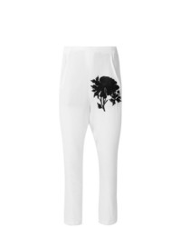 weiße enge Hose mit Blumenmuster von Ann Demeulemeester
