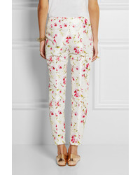 weiße enge Hose mit Blumenmuster von RED Valentino