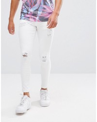 weiße enge Jeans mit Destroyed-Effekten von 11 Degrees