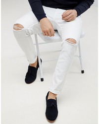 weiße enge Jeans mit Destroyed-Effekten von ASOS DESIGN