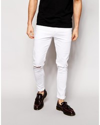 weiße enge Jeans mit Destroyed-Effekten von Asos