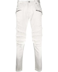 weiße enge Jeans mit Destroyed-Effekten von Balmain