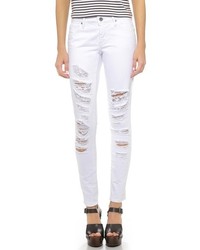 weiße enge Jeans mit Destroyed-Effekten von BB Dakota