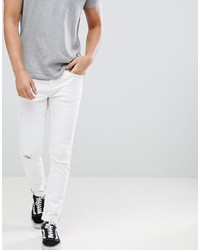 weiße enge Jeans mit Destroyed-Effekten von BLEND