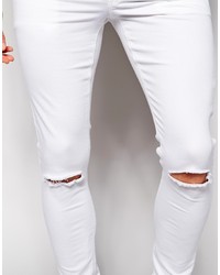 weiße enge Jeans mit Destroyed-Effekten von Asos