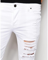 weiße enge Jeans mit Destroyed-Effekten von Asos