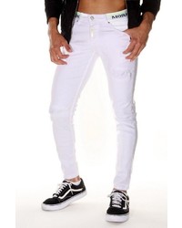 weiße enge Jeans mit Destroyed-Effekten von Bright Jeans