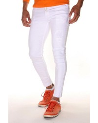 weiße enge Jeans mit Destroyed-Effekten von Bright Jeans