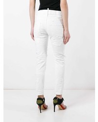 weiße enge Jeans mit Destroyed-Effekten von Dsquared2