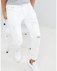 weiße enge Jeans mit Destroyed-Effekten von D-struct