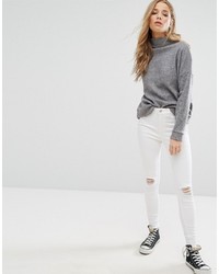 weiße enge Jeans mit Destroyed-Effekten von New Look