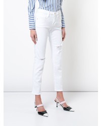 weiße enge Jeans mit Destroyed-Effekten von Frame Denim