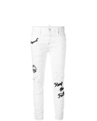 weiße enge Jeans mit Destroyed-Effekten von Dsquared2