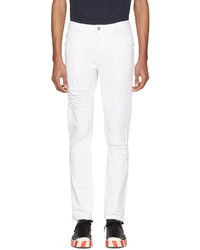 weiße enge Jeans mit Destroyed-Effekten von Helmut Lang