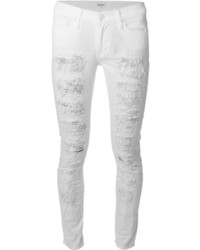 weiße enge Jeans mit Destroyed-Effekten von Hudson